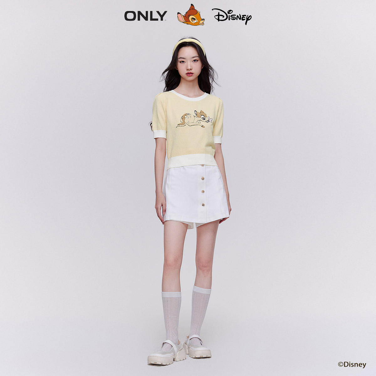 ONLY夏季迪士尼小鹿斑比DISNEY联名灯笼袖针织衫女|123224014