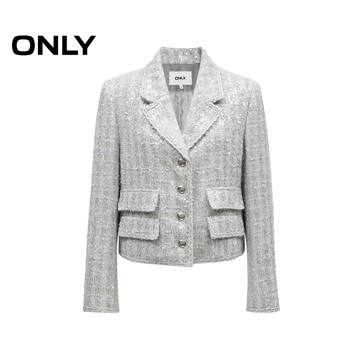 ONLY冬季重工质感正肩亮片小香风西服外套女|124308010,淘宝优惠券,粉丝福利购,淘宝优惠卷