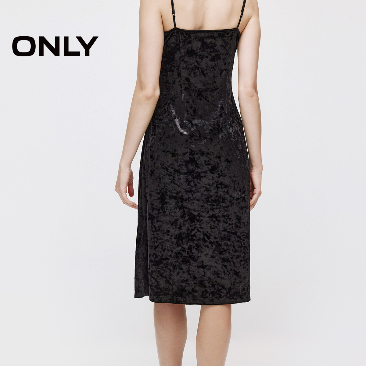 ONLY优雅轻奢质感显瘦中长裙丝绒裙吊带裙连衣裙女|124307055 - 图3