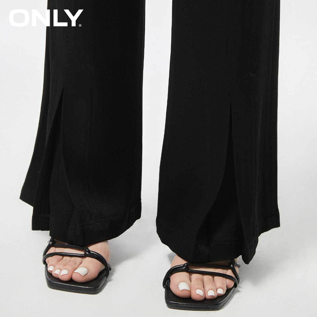 时尚开叉宽松显瘦微喇休闲裤女