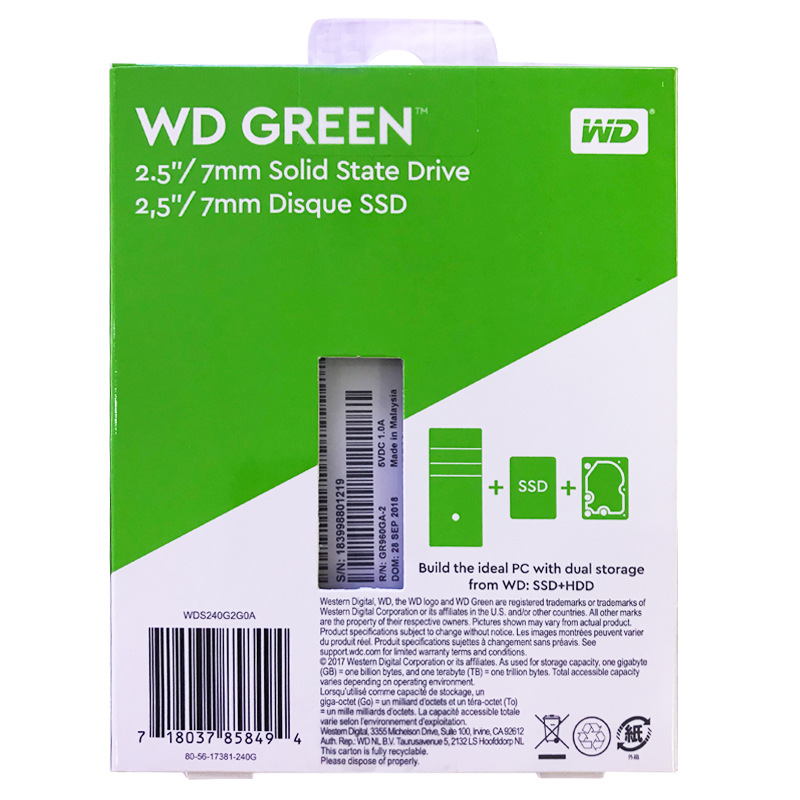 WD西部数据SSD固态120硬盘240绿盘480电脑M.2GB1TSATA3接口2.5寸5 - 图1