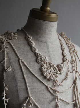 百花香~~原创文艺范复古纯手工棉麻日本高端不规则无有项链饰