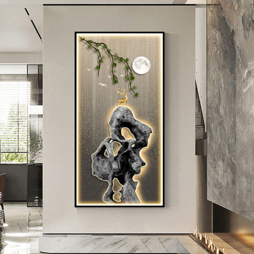 玄关墙贴3d立体自粘装饰画简约现代客厅走廊壁画过道进门贴纸画 - 图2