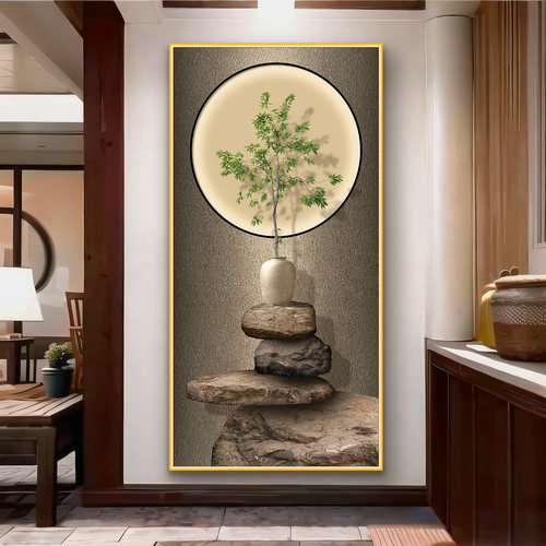 玄关墙贴3d立体自粘装饰画简约现代客厅走廊壁画过道进门贴纸画 - 图1