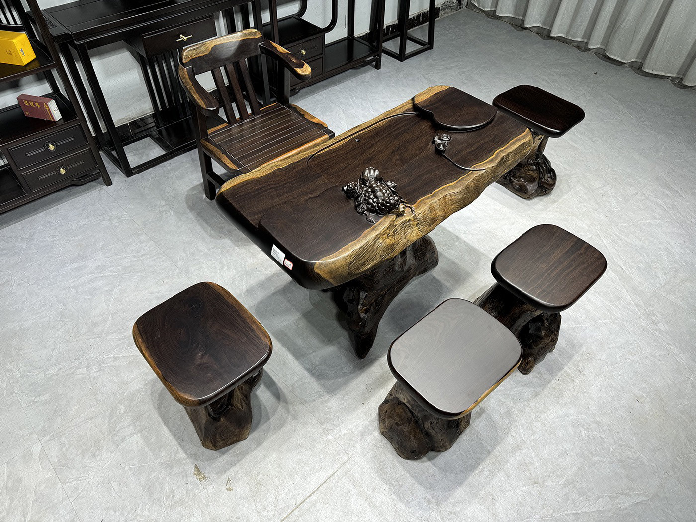 黑檀木茶桌实木阳台小茶桌茶台茶几一体客厅家用办公喝茶桌套装,淘宝优惠券,粉丝福利购,淘宝优惠卷