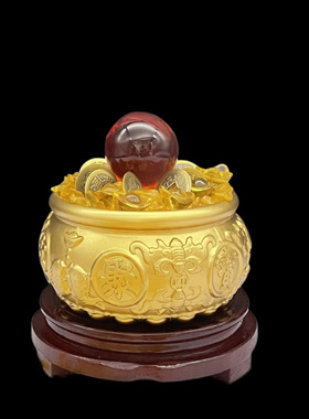 黄铜缸配件黄水晶仿古铜钱五帝钱元宝底座金算盘黄铜缸百福缸套装