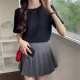 ເສື້ອຍືດແຂນສັ້ນແບບຝຣັ່ງ chic ແບບຮົງກົງ pleated ສໍາລັບແມ່ຍິງ summer