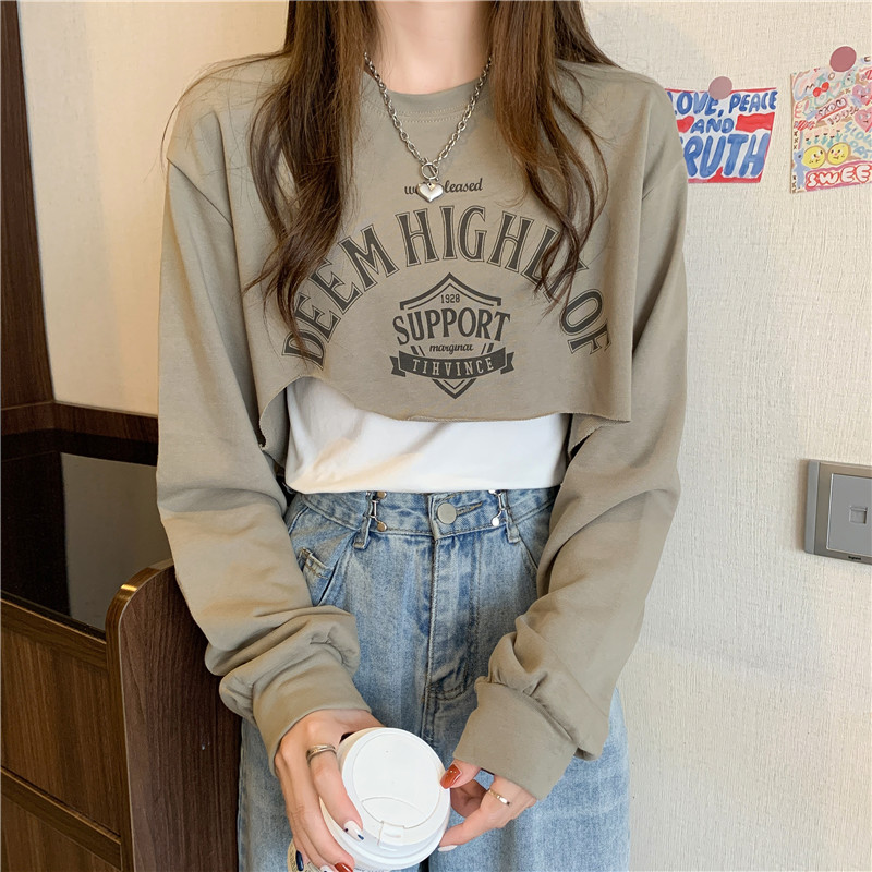 早秋网红新款减龄时尚套装女小吊带背心短款卫衣两件套叠穿上衣服 - 图1