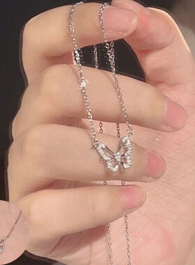 新款珍珠蝴蝶项链小众高