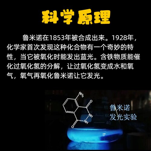 鲁米诺蓝眼泪发光实验材料包套装化学反应表演科学秀蓝光手工荧光 - 图1