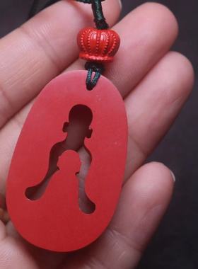 天然原矿朱砂红砂悟道吊坠无相佛挂件男女佩戴饰品文玩配饰挂绳