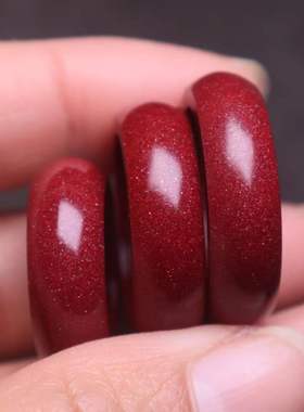 男女朱砂紫金砂素圈光面戒指跑环