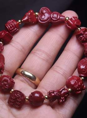 保真朱砂紫金砂多宝手串