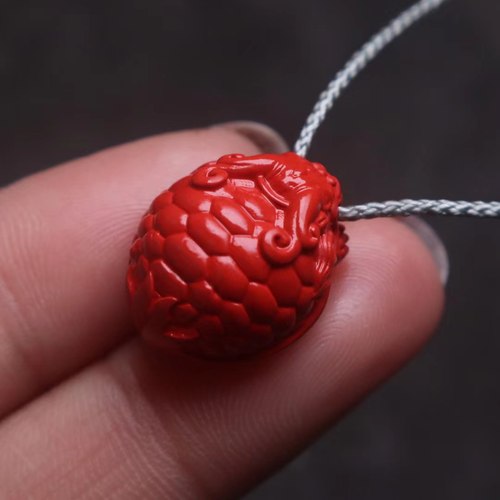 天然朱砂红砂龙龟貔貅侧挂吊坠金刚星月菩提手串长串diy文玩配饰 - 图2