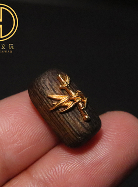 纯银s925天然沉香木镶嵌竹子竹节桶珠隔珠散珠菩提手串diy配饰