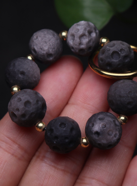 大帝文玩天然银耀石月球手串时尚