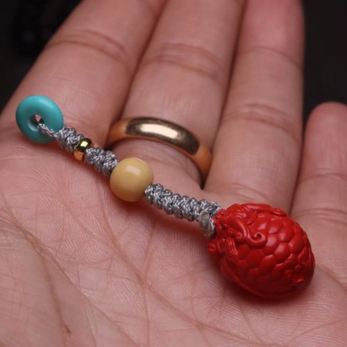 天然朱砂红砂龙龟貔貅侧挂吊坠金刚星月菩提手串长串diy文玩配饰 - 图3