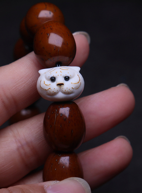 原创紫金鼠手持根付纯银四象跑环