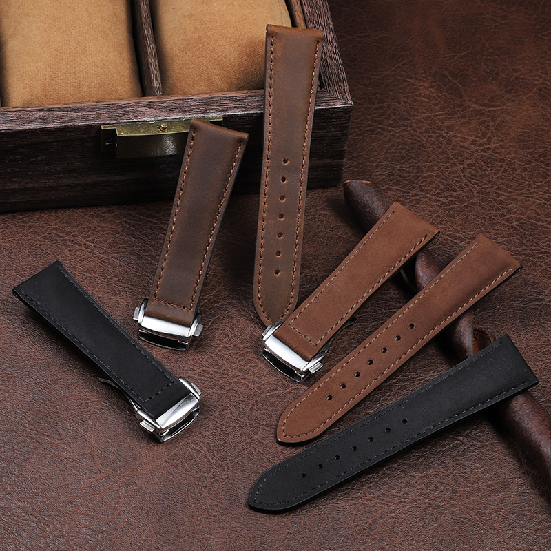 适配卡西欧EFR-303 EFV-540 EFS-S510复古疯马皮真皮手表带男22mm - 图0