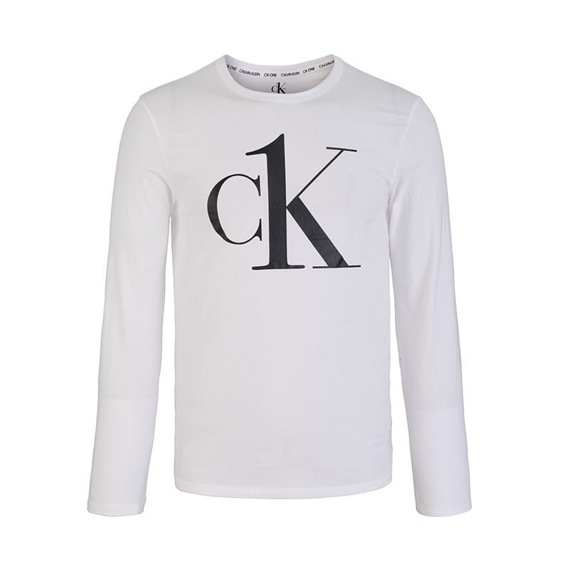 Calvin Klein/凯文克莱男士长袖打底衫休闲圆领印花上衣CK长袖T恤-图1