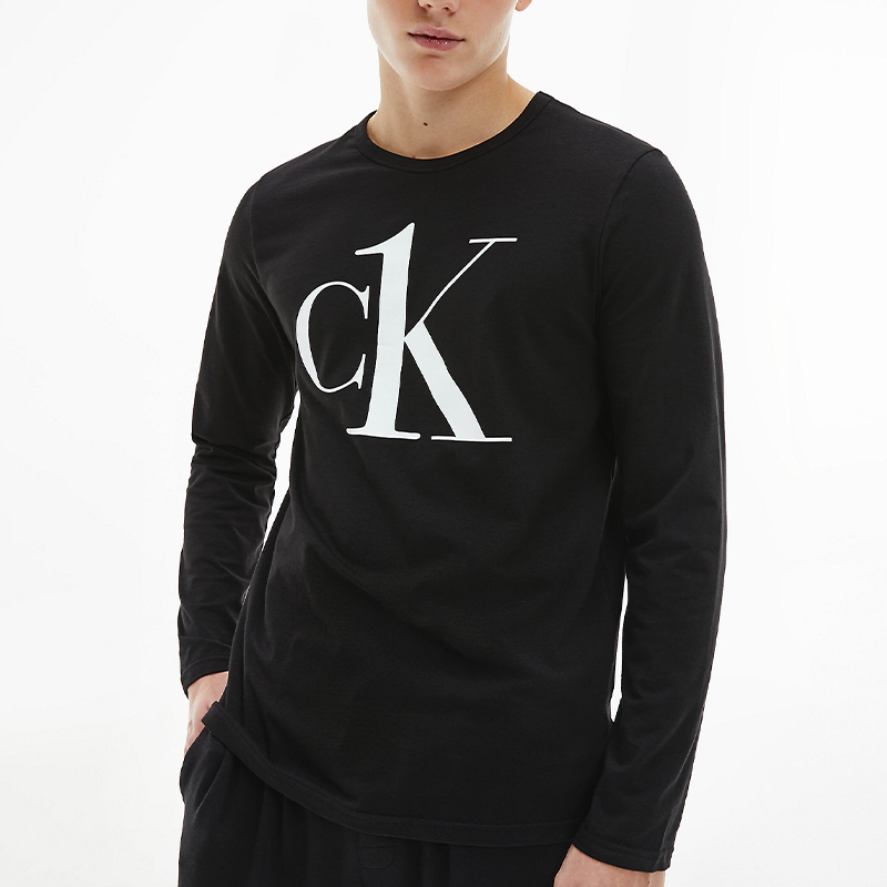 Calvin Klein/凯文克莱男士长袖打底衫休闲圆领印花上衣CK长袖T恤