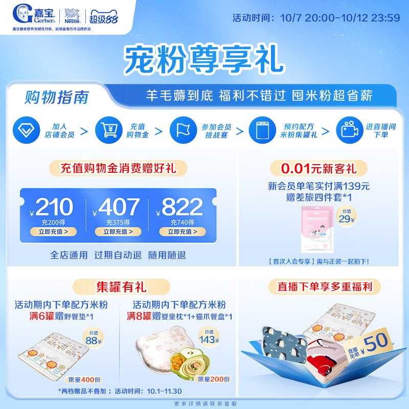 【10倍益生菌】嘉宝配方米粉A2β-酪蛋白高铁婴儿米粉好吸收