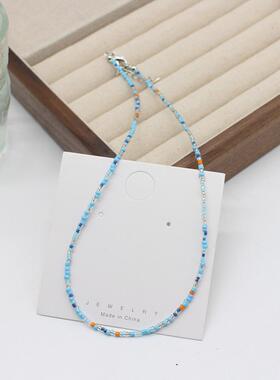 巴胺米珠项链少女锁骨链