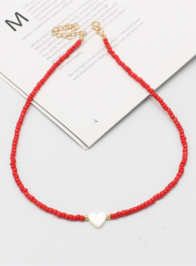 爱心贝壳米珠项链波西米亚劲链