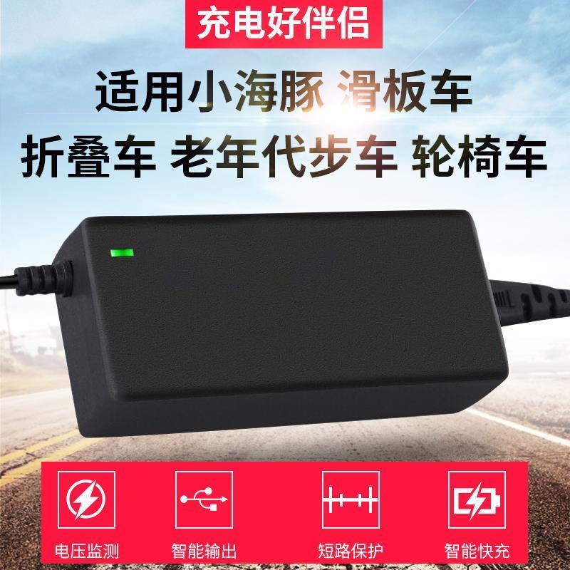 小海豚滑板车折叠车充电器四轮老年代步轮椅车24V36V铅酸锂电航空 - 图0