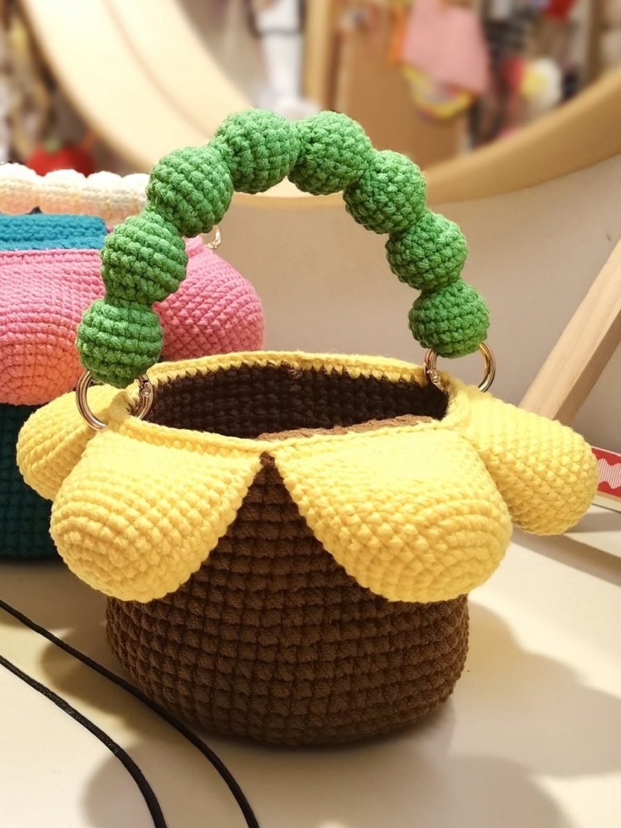 Stuuuly手工diy水桶花朵包编织材料包毛线手提自制成品送女友礼物,淘宝优惠券,粉丝福利购,淘宝优惠卷