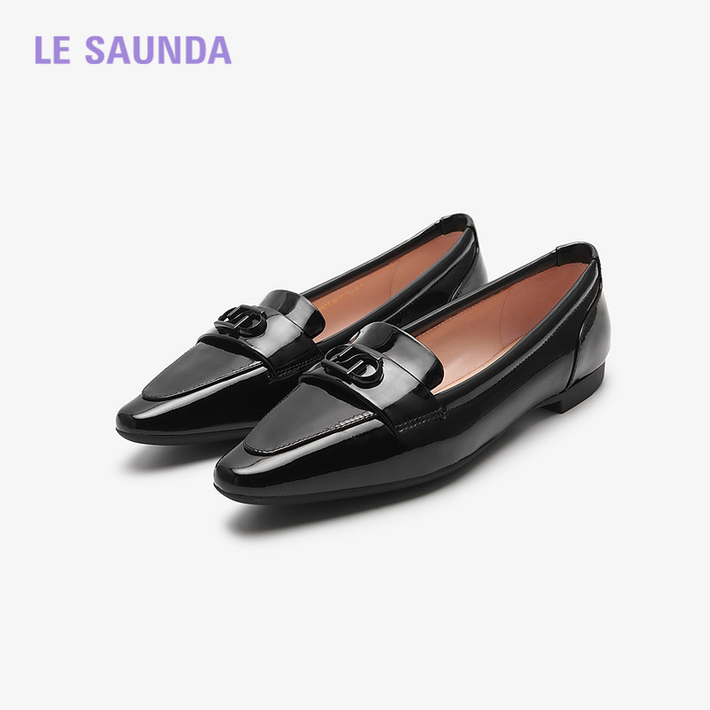 莱尔斯丹商场同款真皮时尚低跟尖头漆皮深口女单鞋00901,淘宝优惠券,粉丝福利购,淘宝优惠卷