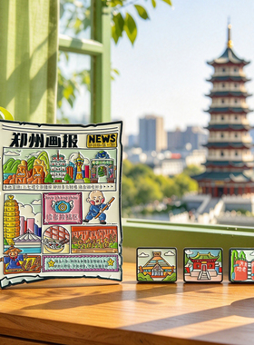 河南郑州画报金属冰箱贴磁吸旅游博物院少林寺文创纪念品伴手礼物