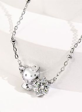Hello Kitty 50th系列-凯蒂猫单钻项链卡通锁骨链礼物戒指调节款