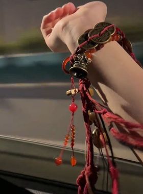 抖音爆款李火旺藏式手绳双圈新中式山鬼花钱币铃铛手链铜钱同款链