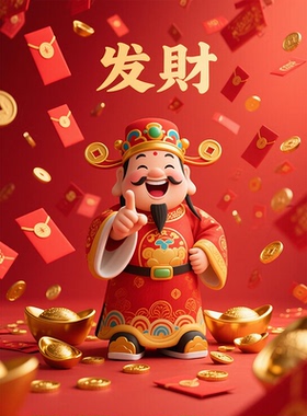 指定谁谁发财墙贴新年春节日财神爷卧室客厅宿舍装饰海报自粘壁画