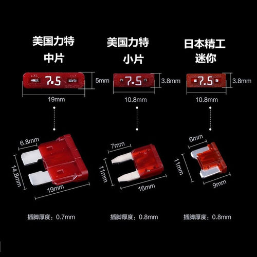 进口力特汽车点烟器保险丝盒装车用保险片插片迷你小号中号供4S店 - 图1