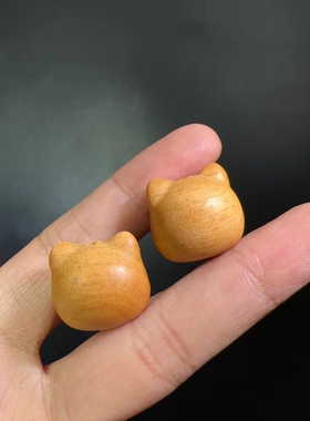 新款檀香极简无脸猫上下通孔配件雕刻饰品通孔文玩diy手工串珠