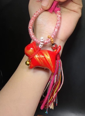 大红色大漆猫咪设计款包挂车挂流苏挂件大漆原创猫咪包挂钥匙