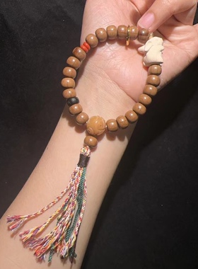 6*8MM六道木老型手链搭配黄杨木兔子流苏文玩手链