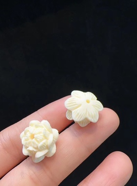 象牙果莲花上下通孔配件DIY配饰品
