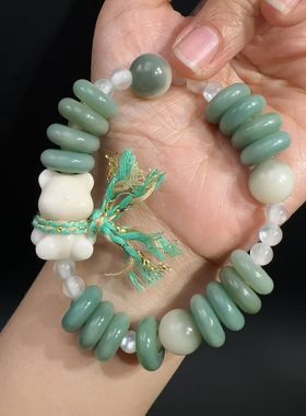 菩提甜甜圈搭配象牙果小熊手链小众设计款男女手链佛珠念珠