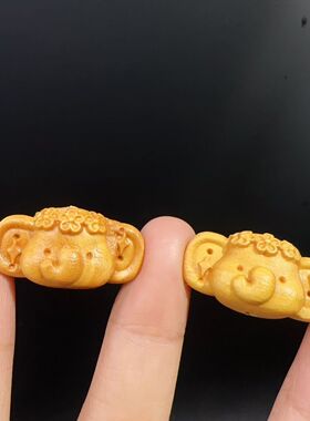 黄金檀木小花象配件文玩diy配饰材料串饰手工项链佛珠链子手串
