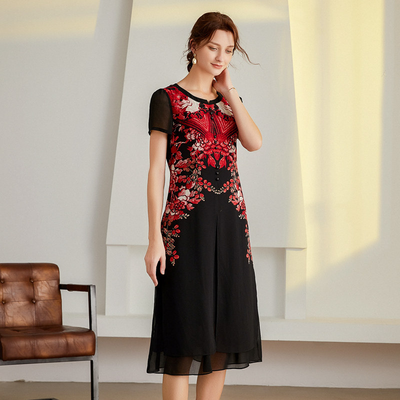 乔妮塔妈妈2022夏季新款雪纺印花 乔妮塔连衣裙