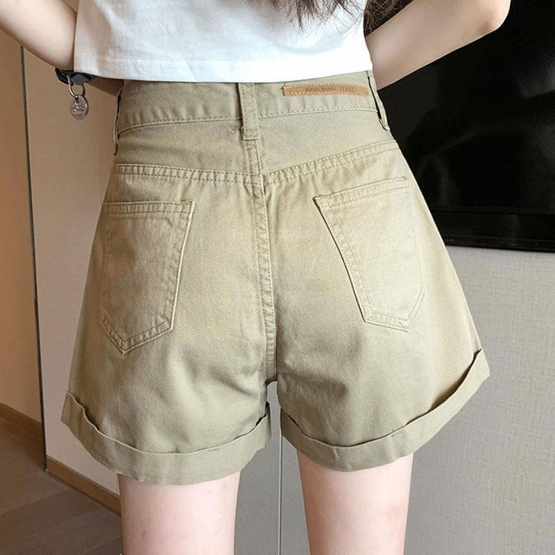 甜辣a字卡其色牛仔短裤显瘦休闲裤 百思朵休闲裤