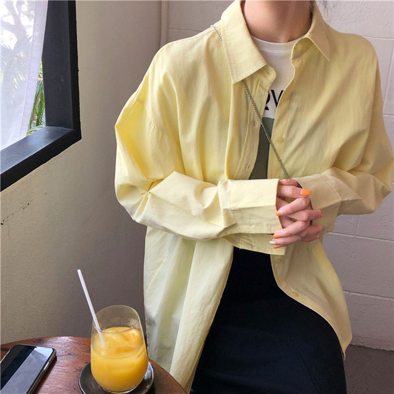 百思朵鹅黄色女设计感小众棉衬衫 百思朵衬衫
