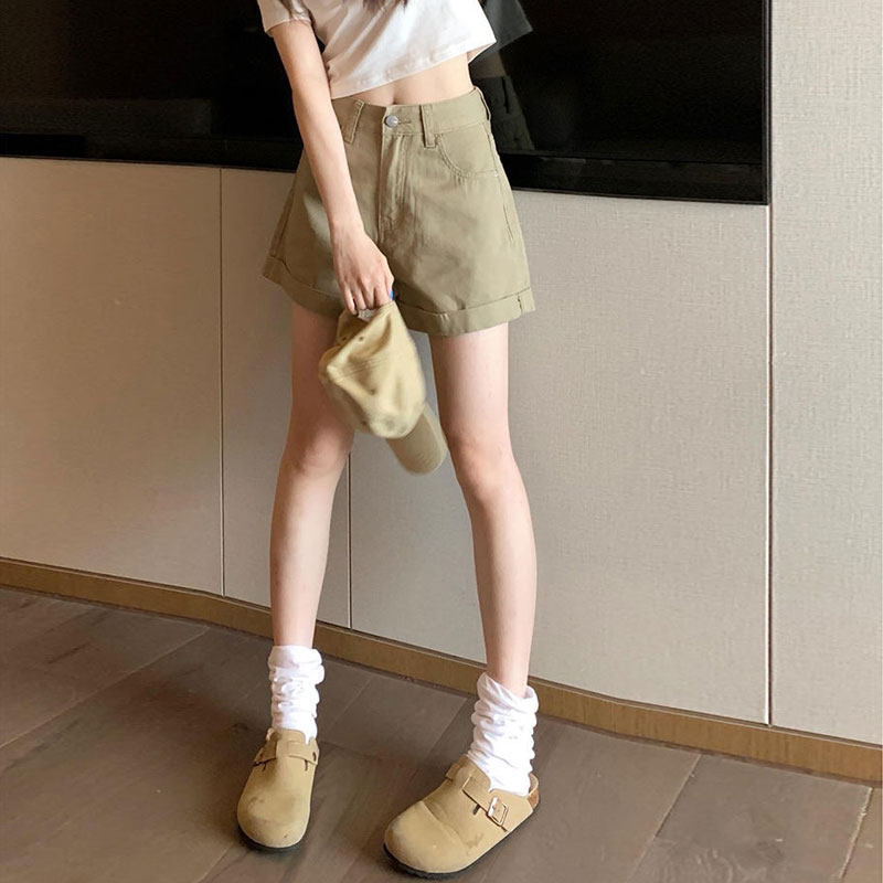 甜辣a字卡其色牛仔短裤显瘦休闲裤 百思朵休闲裤