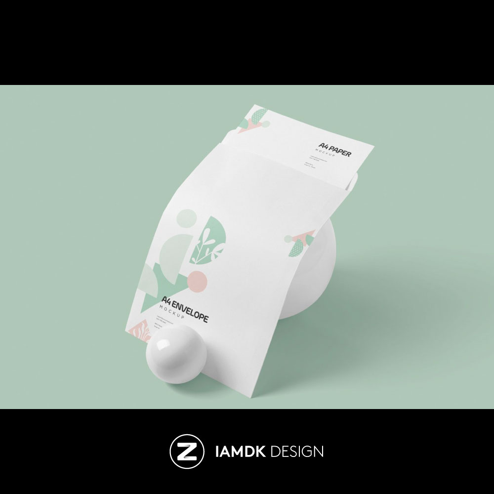 A4 Size Envelope Mockups 6款信纸办公用品样机模板 M2020070106-图3