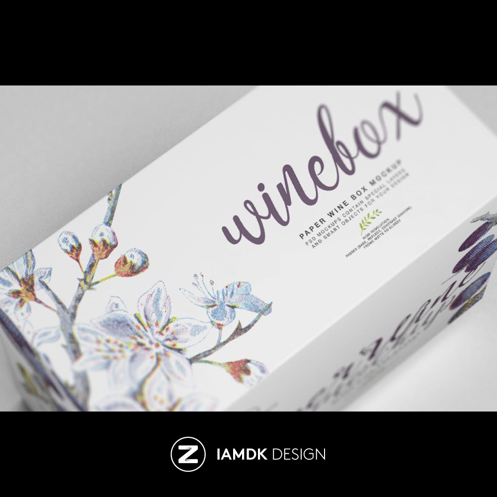 Paper Wine Box Mockup 纸质酒盒外观设计样机模板 M2020040105 - 图1