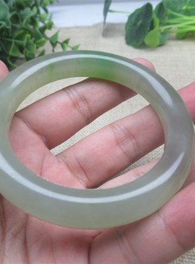 新疆天然和田玉青海料 翠青烟紫三色正圈女款手镯 高品收藏级