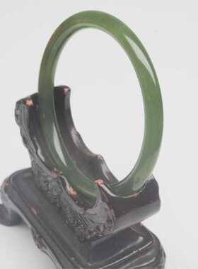 正品天然玉石新疆和田玉青海料湖水绿美人条细条叮当玉手镯女款